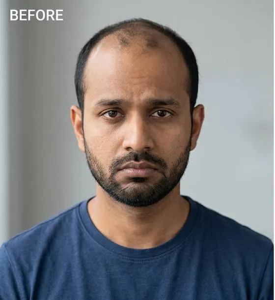 Before - Indian man with hair loss in Malda