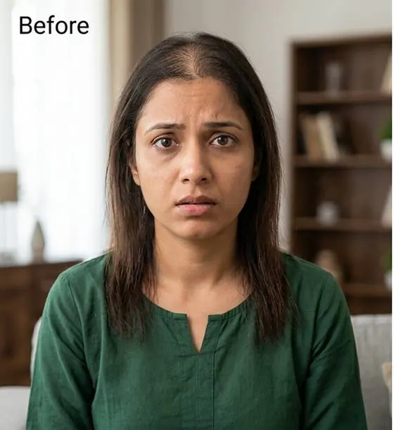 Before - Indian woman with thin hair